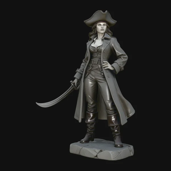 Female Pirate Captain Statue Design 4