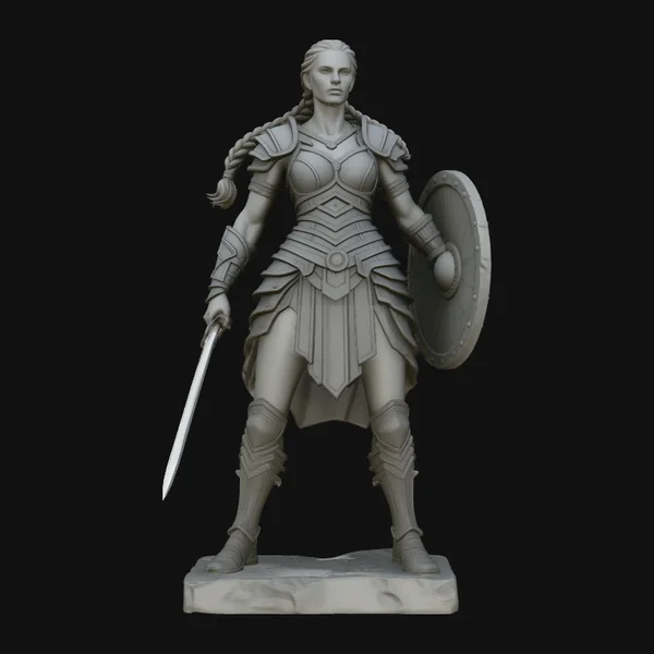 Female Warrior with Shield Statue Design 2
