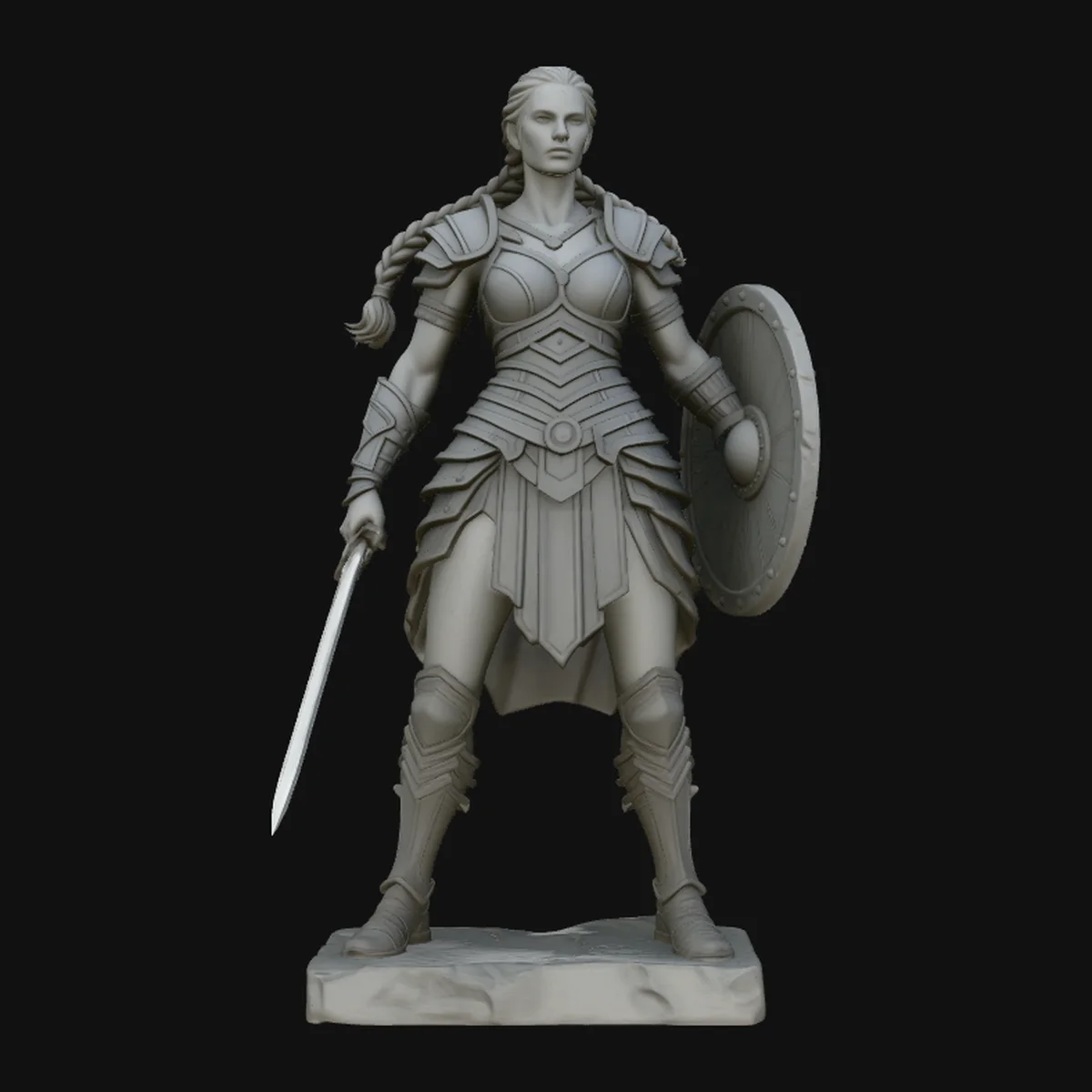 Female Warrior with Shield Statue Design 2