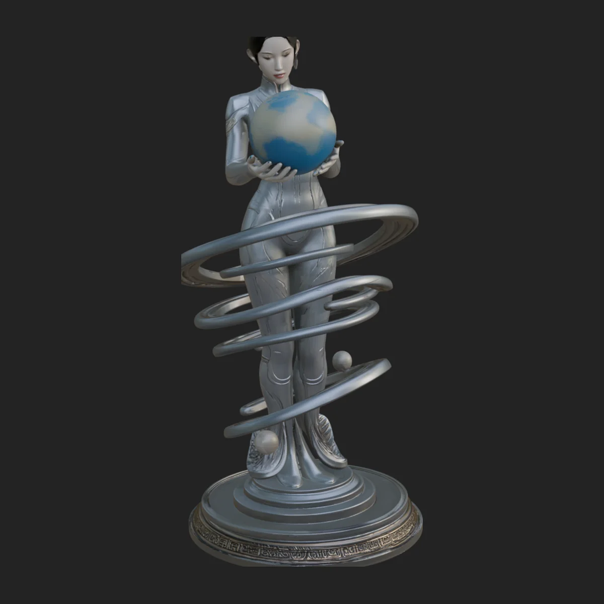 Figure Holding Globe Statue Design 1