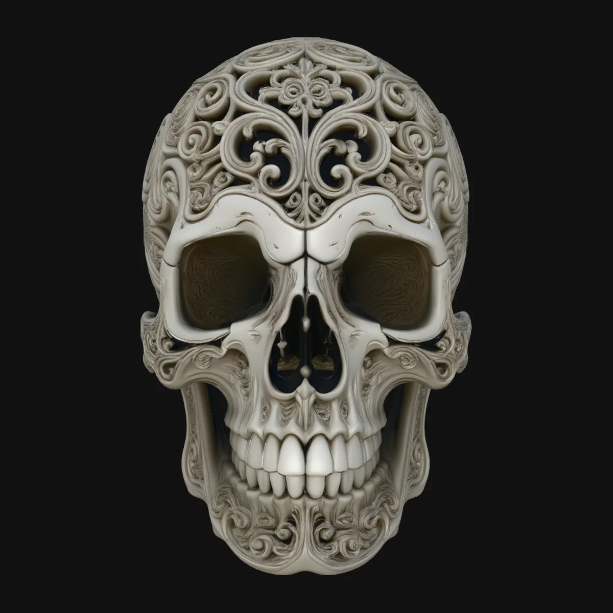 Filigree Carved Skull Statue Design 1