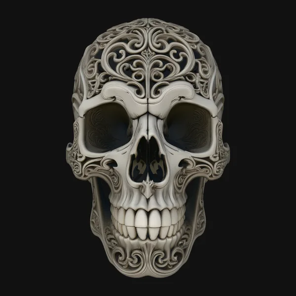 Filigree Carved Skull Statue Design 2