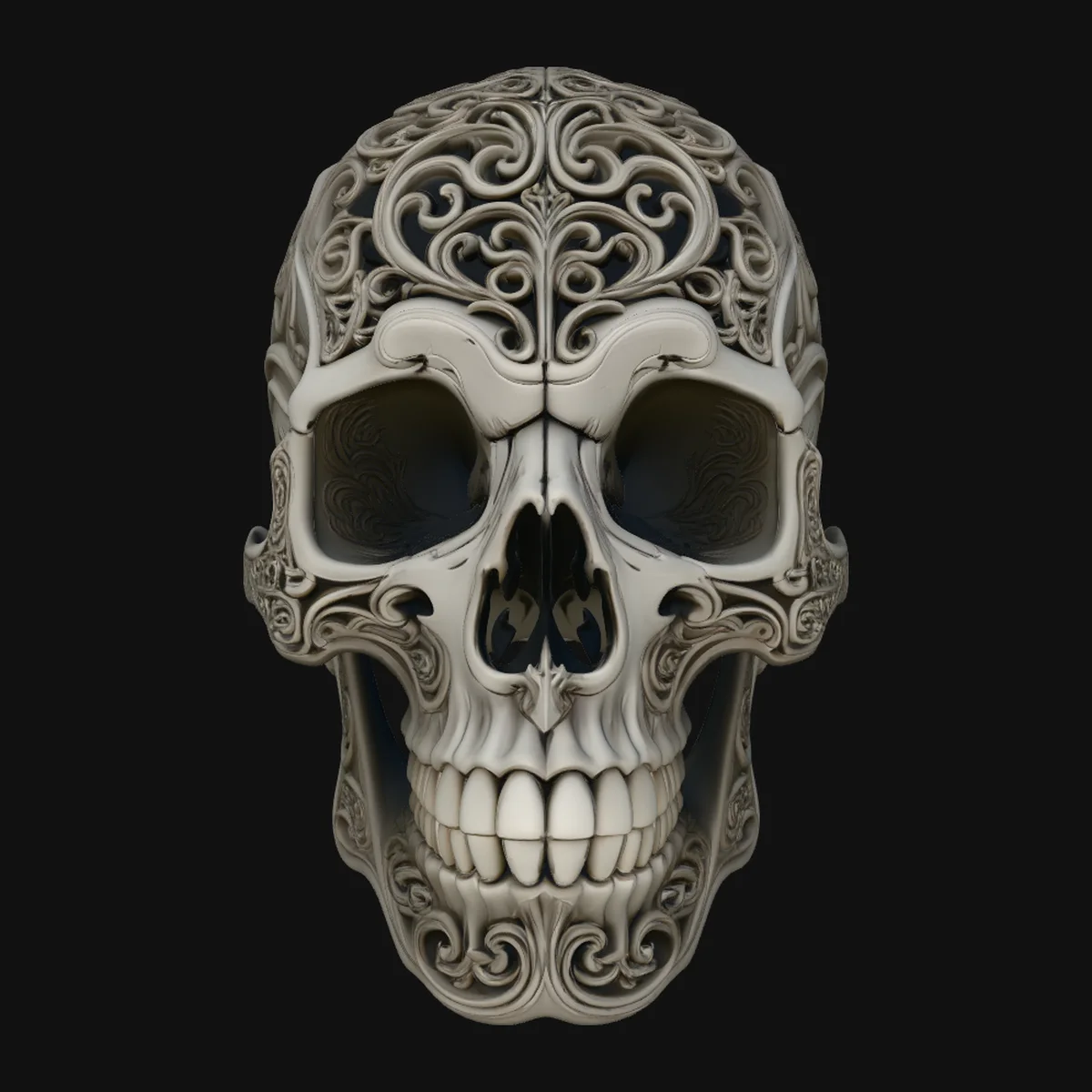 Filigree Carved Skull Statue Design 2