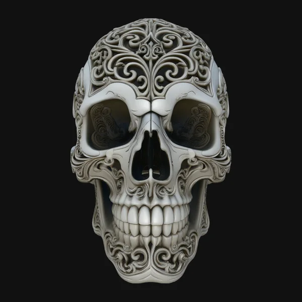Filigree Carved Skull Statue Design 4