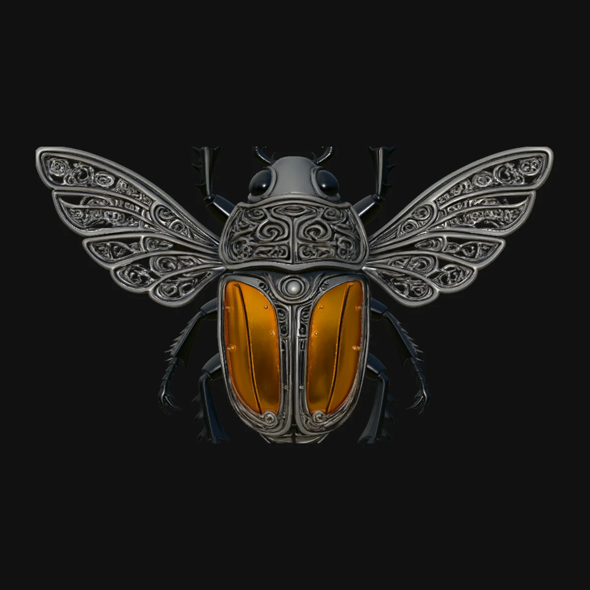 Filigree Winged Beetle Statue Design 1