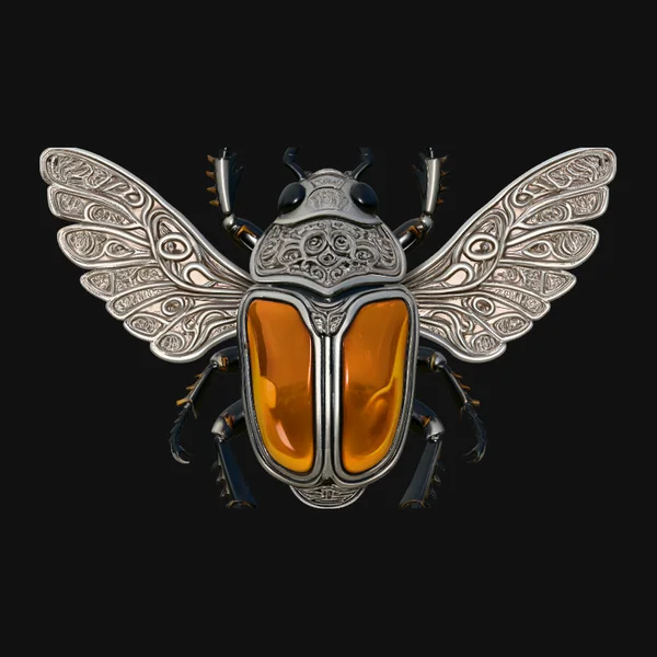 Filigree Winged Beetle Statue Design 2
