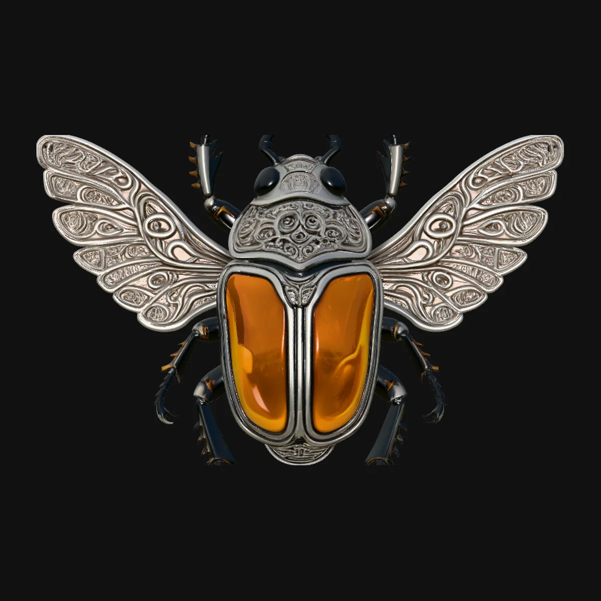 Filigree Winged Beetle Statue Design 2