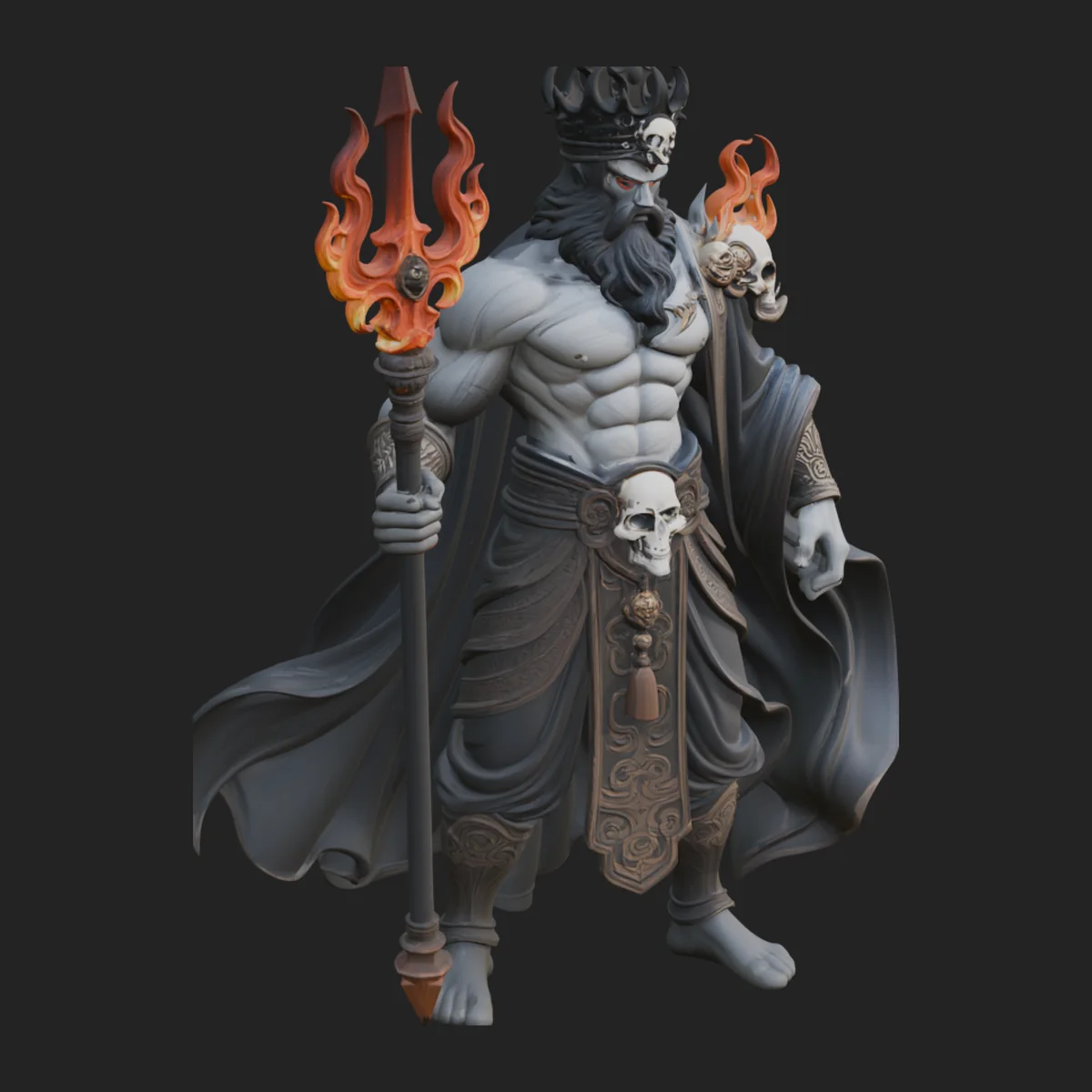 Flame Crowned Death God Statue Design 1