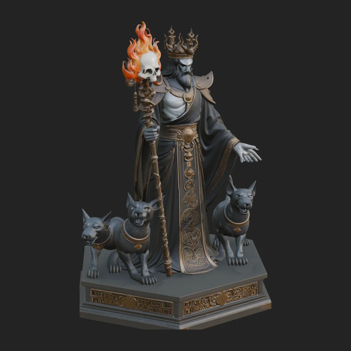 Flame Crowned Death God Statue Design 4