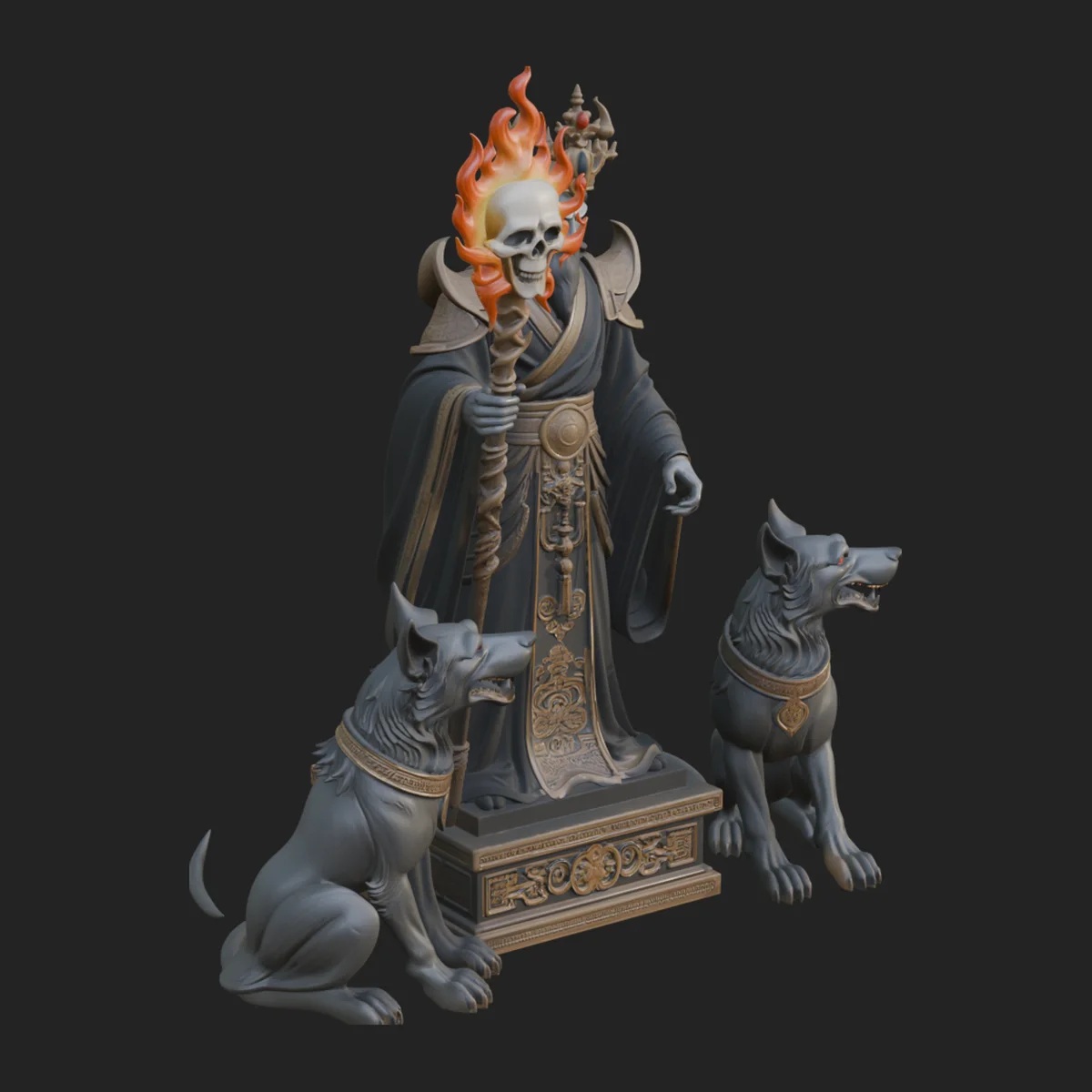 Flame Crowned Death God Statue Design 5
