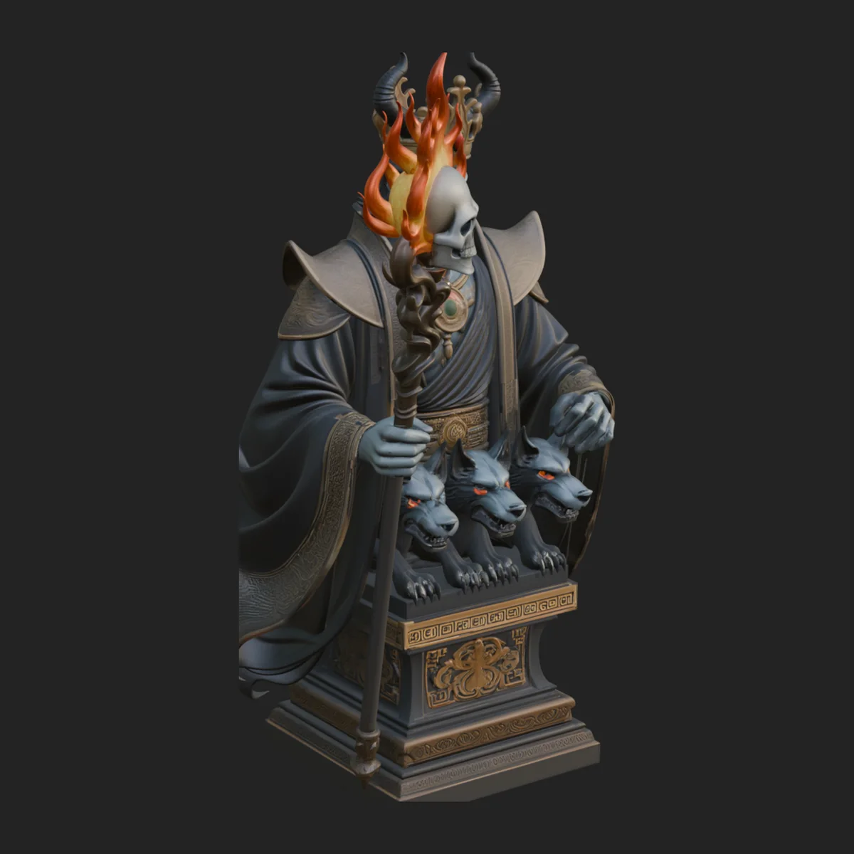Flame Crowned Death God Statue Design 6