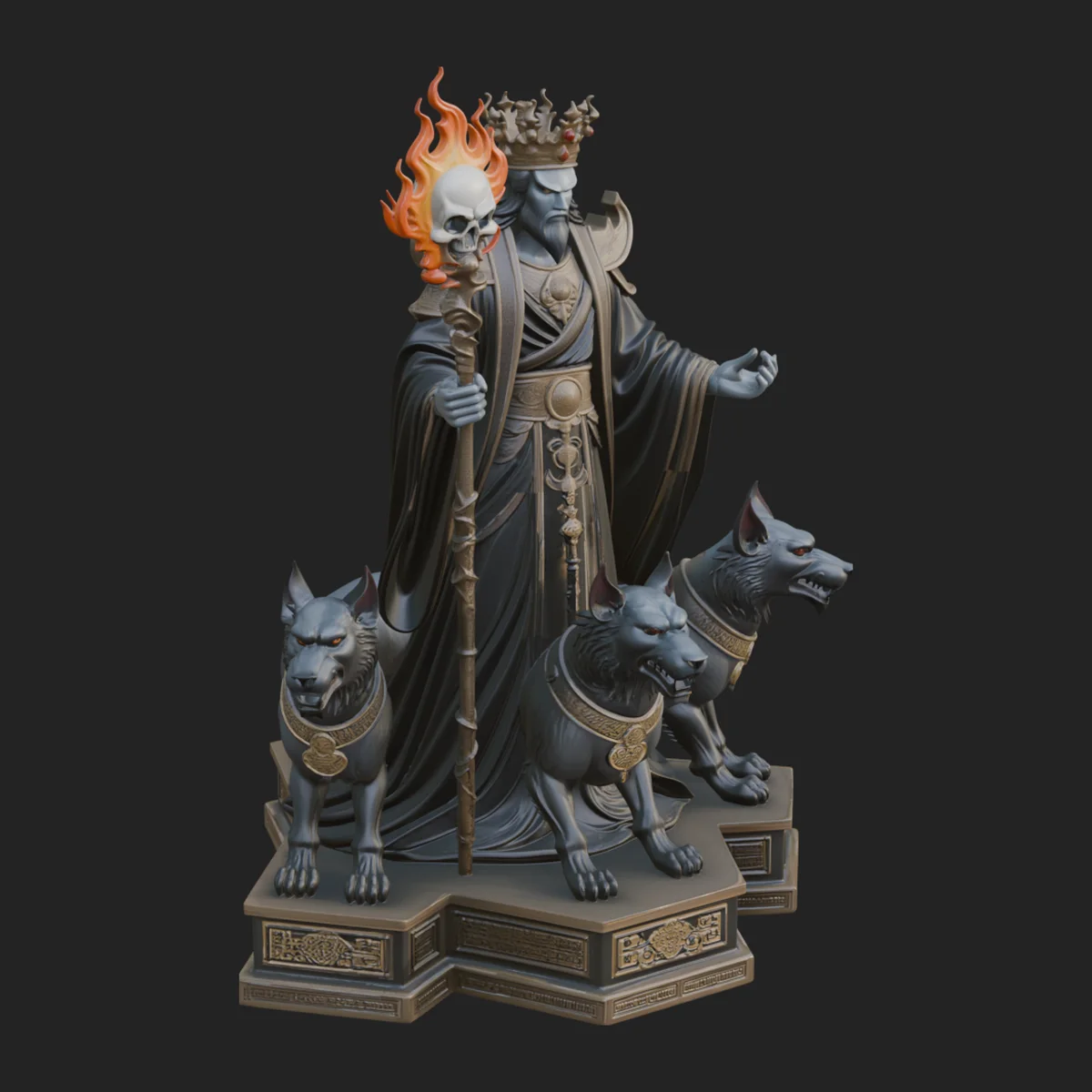 Flame Crowned Death God Statue Design 7