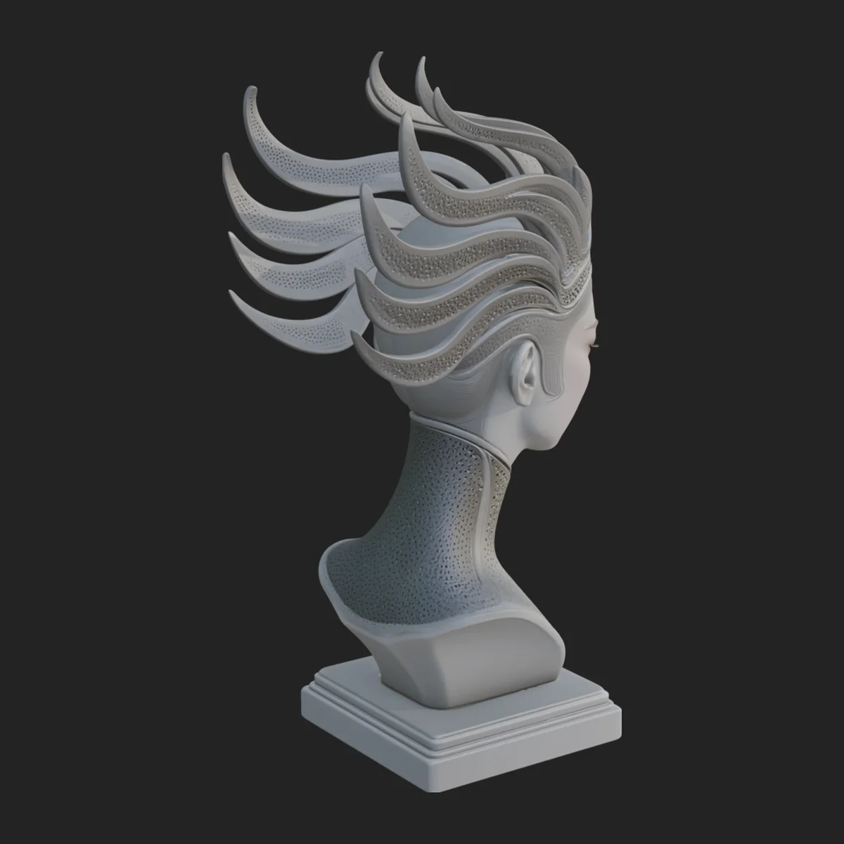 Flame Hair Abstract Bust Statue Design 1