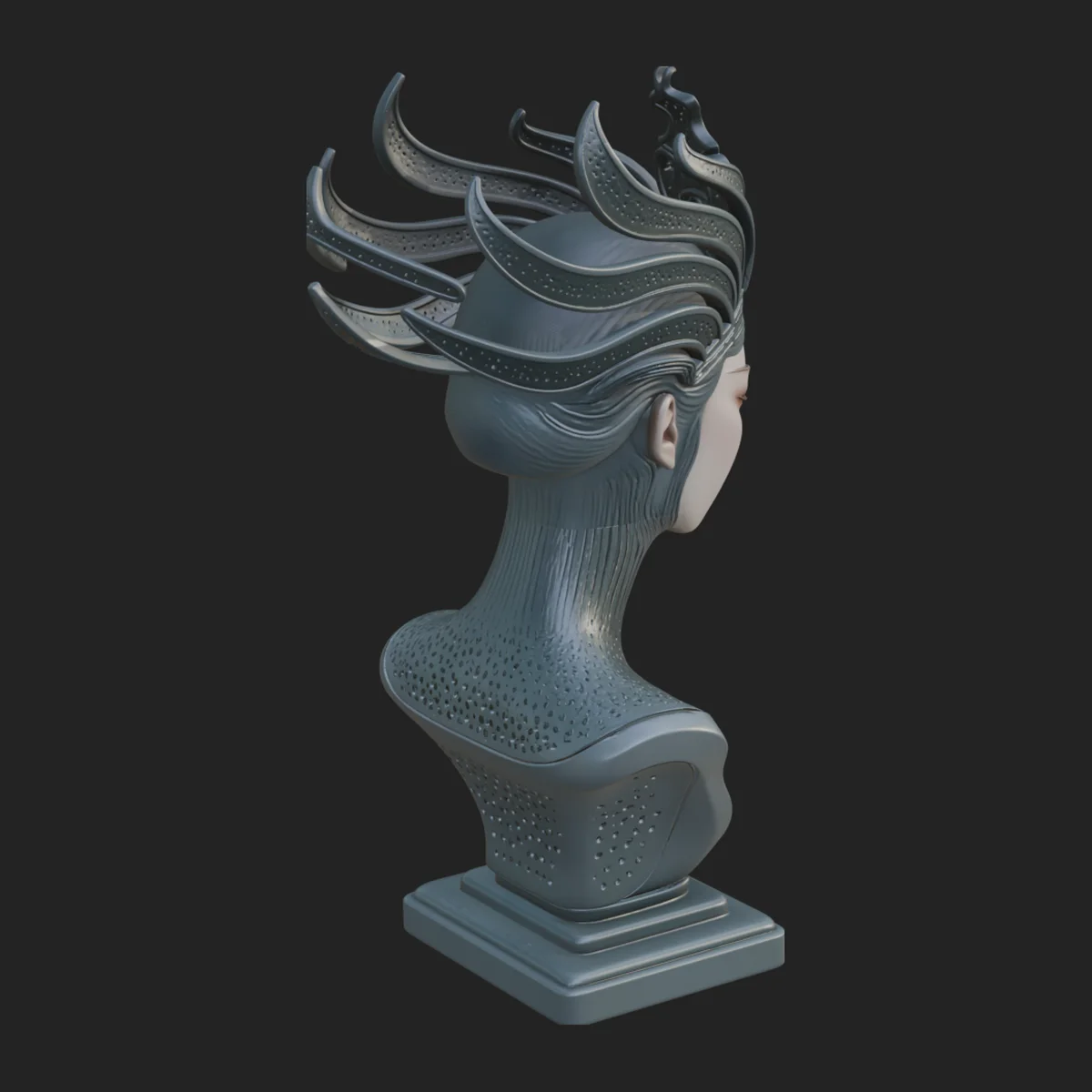 Flame Hair Abstract Bust Statue Design 2