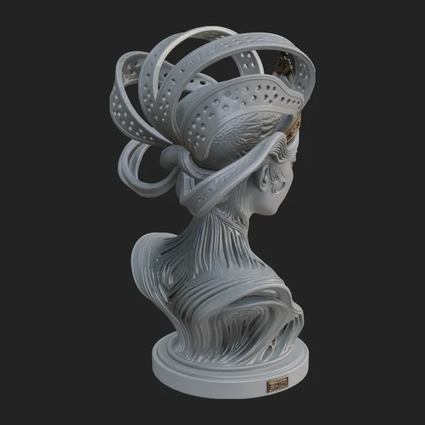 Flame Hair Abstract Bust Statue Design 3