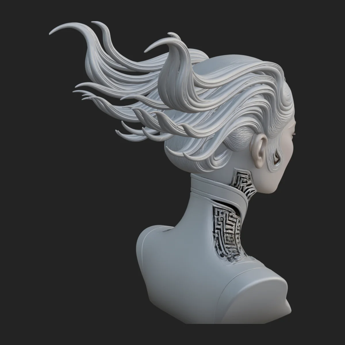 Flame Hair Abstract Bust Statue Design 4