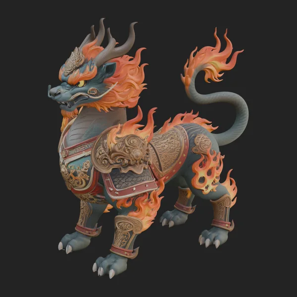 Flame Maned Guardian Lion Statue Design 10