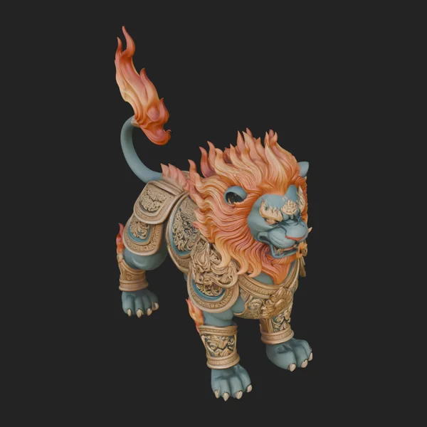 Flame Maned Guardian Lion Statue Design 13