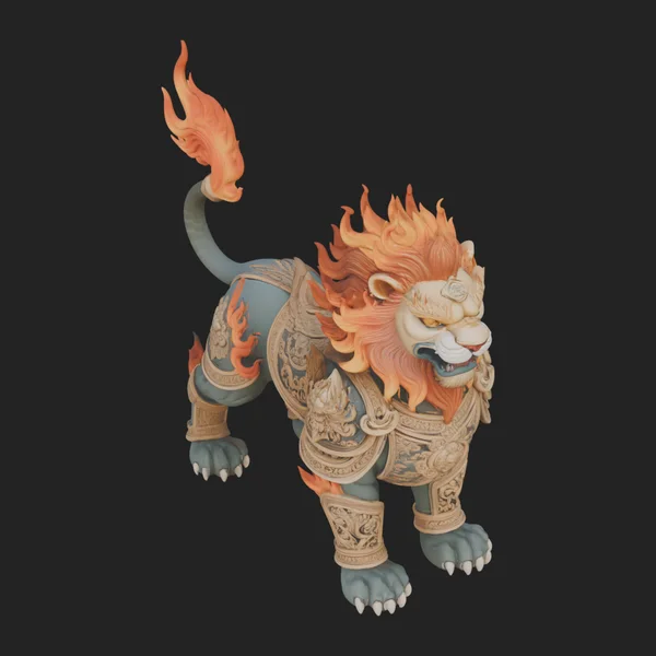 Flame Maned Guardian Lion Statue Design 15