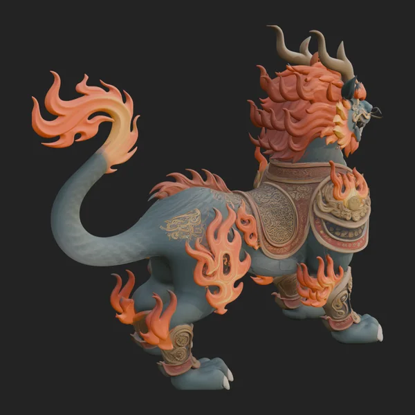 Flame Maned Guardian Lion Statue Design 2