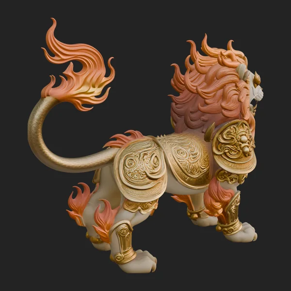 Flame Maned Guardian Lion Statue Design 9