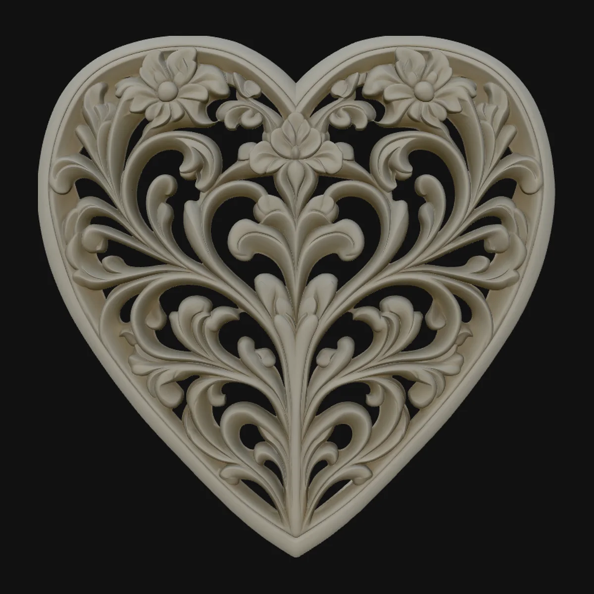 Floral Bloom Heart Pendant Design 2