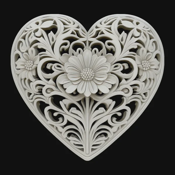 Floral Bloom Heart Pendant Design 3