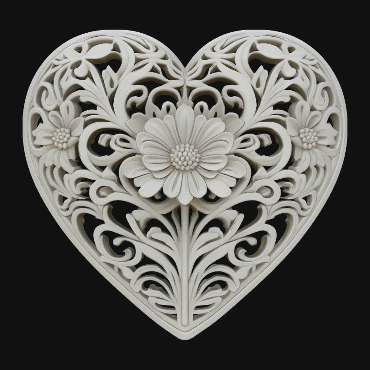 Floral Bloom Heart Pendant Design 3