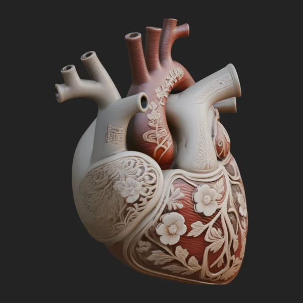 Floral Carved Anatomical Heart Model Design 4