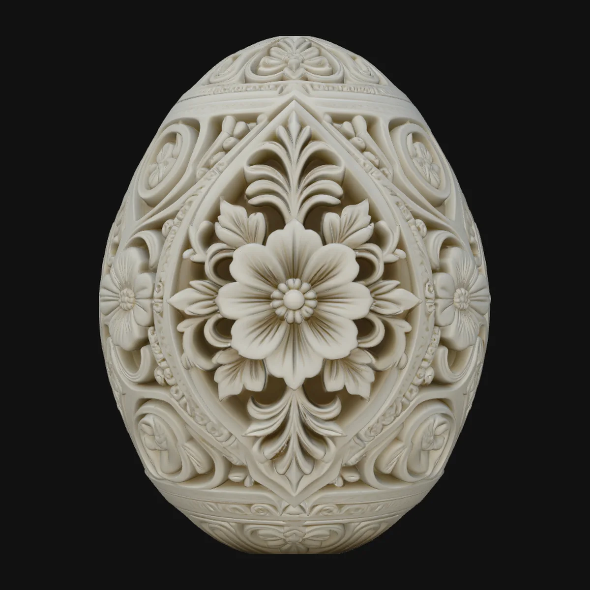 Floral Carved Easter Egg Design 1