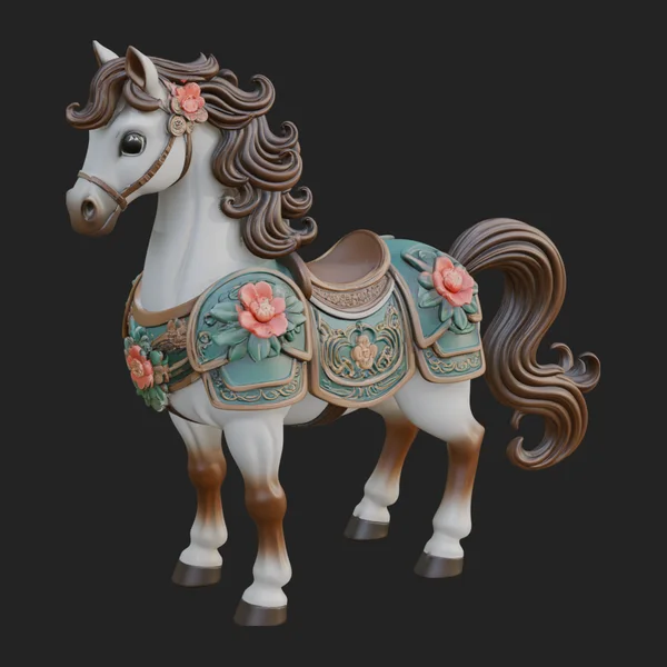 Floral Chibi Horse Statue Design 1