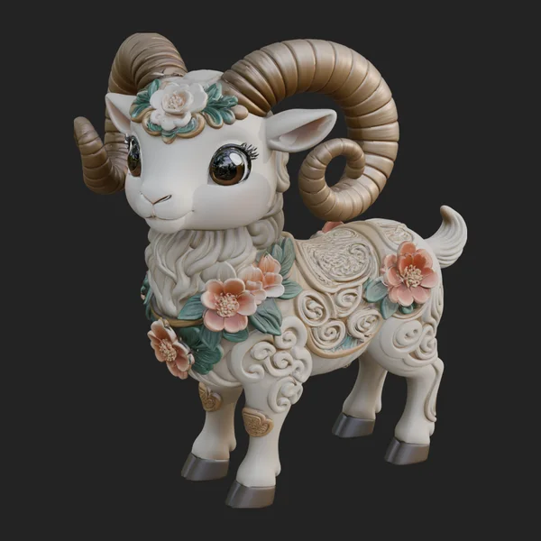 Floral Chibi Ram Statue Design 1