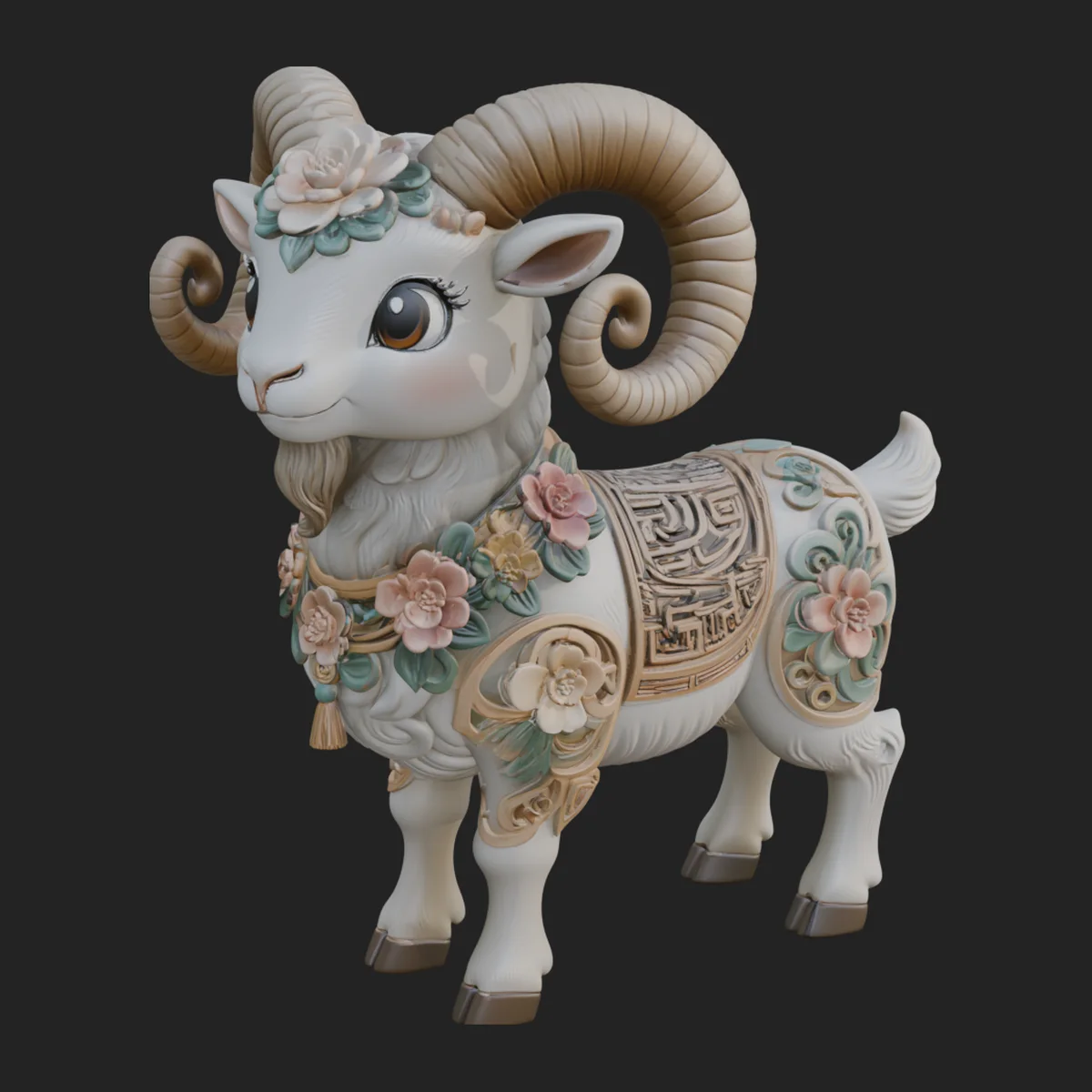 Floral Chibi Ram Statue Design 2
