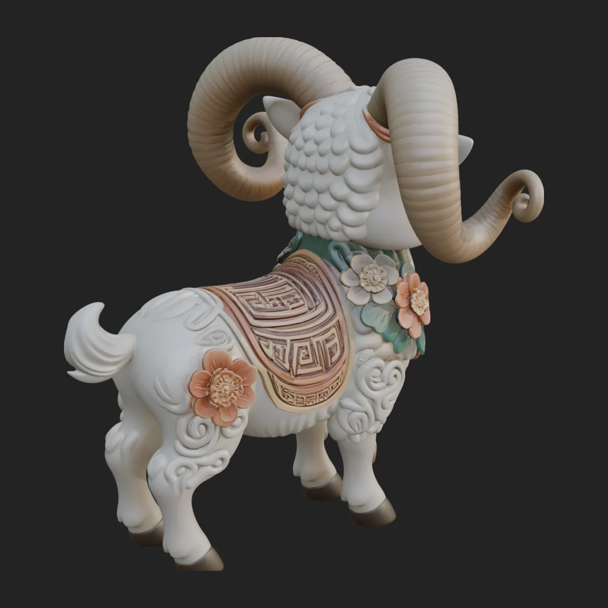 Floral Chibi Ram Statue Design 3
