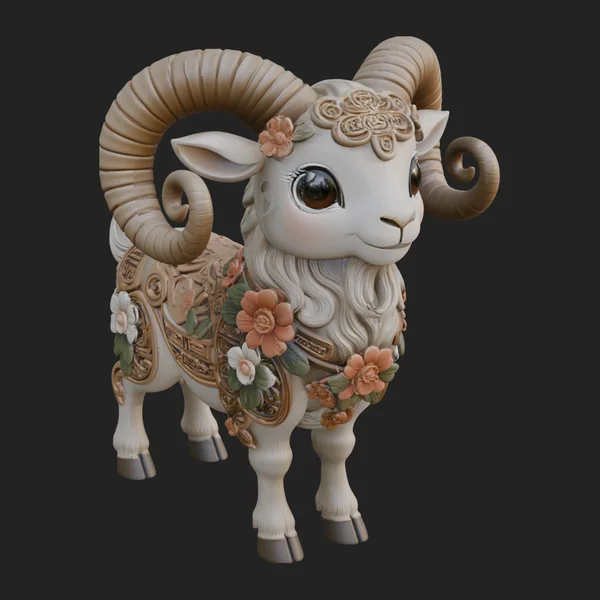 Floral Chibi Ram Statue Design 4