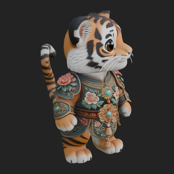 Floral Chibi Tiger Statue Design 1