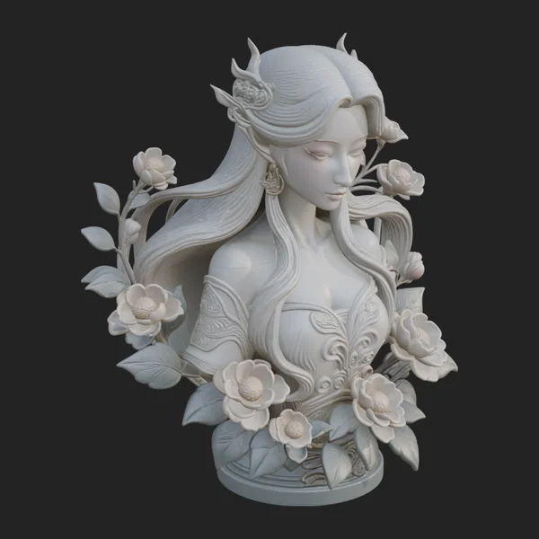 Flower Fairy Bust Statue Design 1