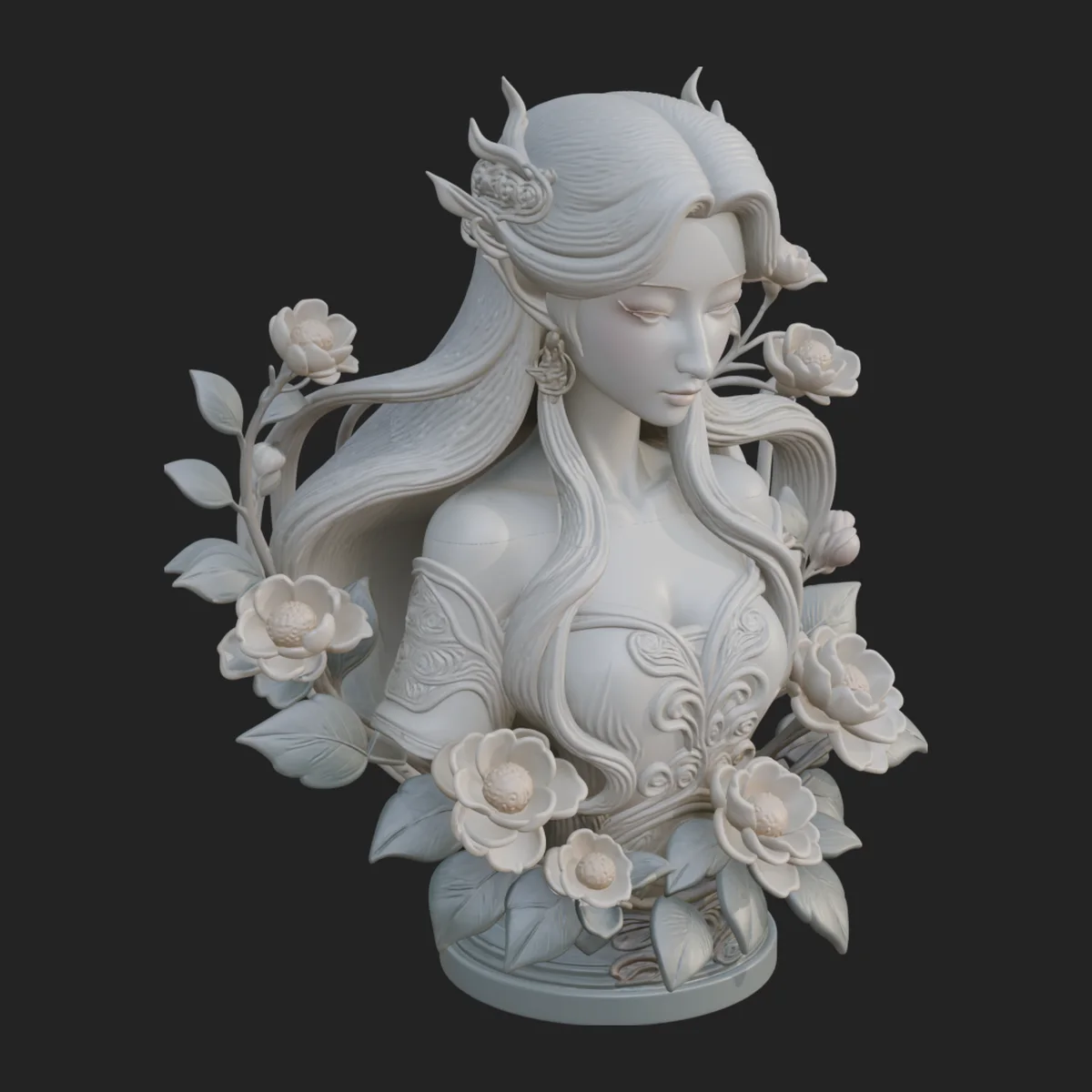 Flower Fairy Bust Statue Design 1