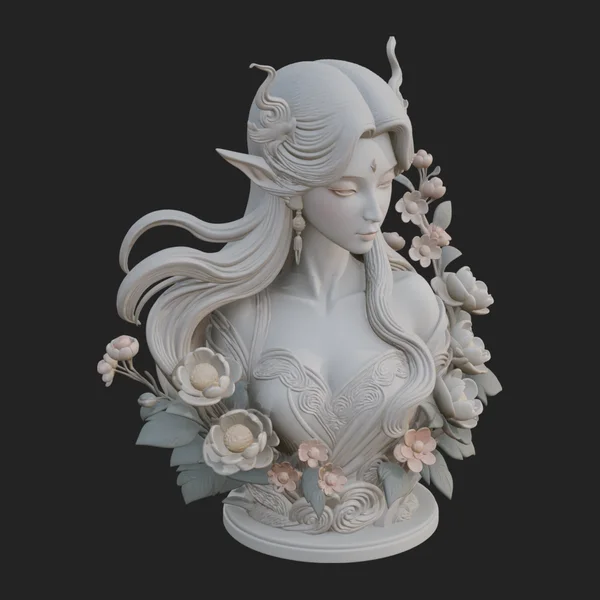 Flower Fairy Bust Statue Design 2