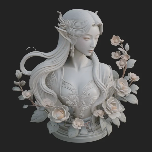 Flower Fairy Bust Statue Design 3