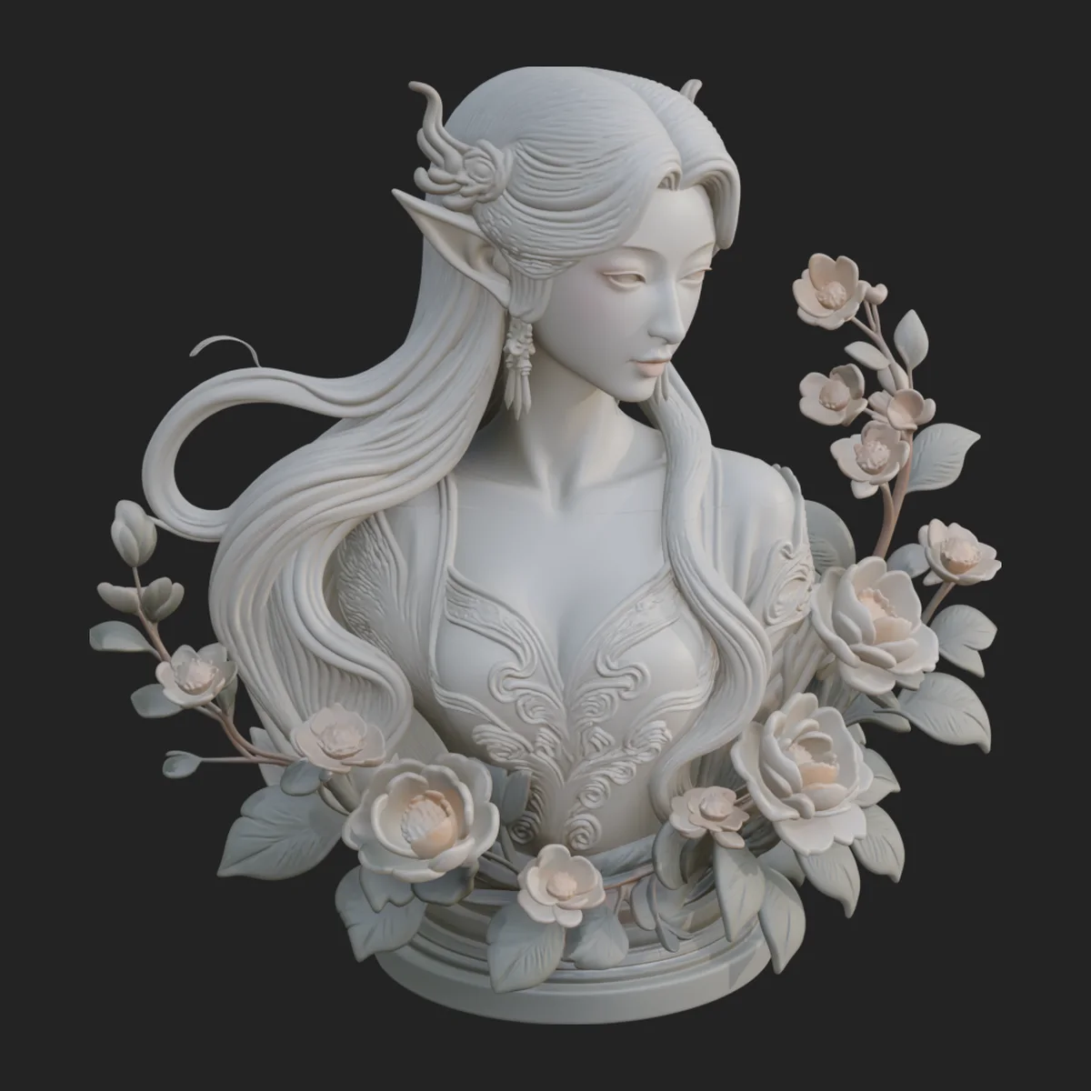 Flower Fairy Bust Statue Design 3
