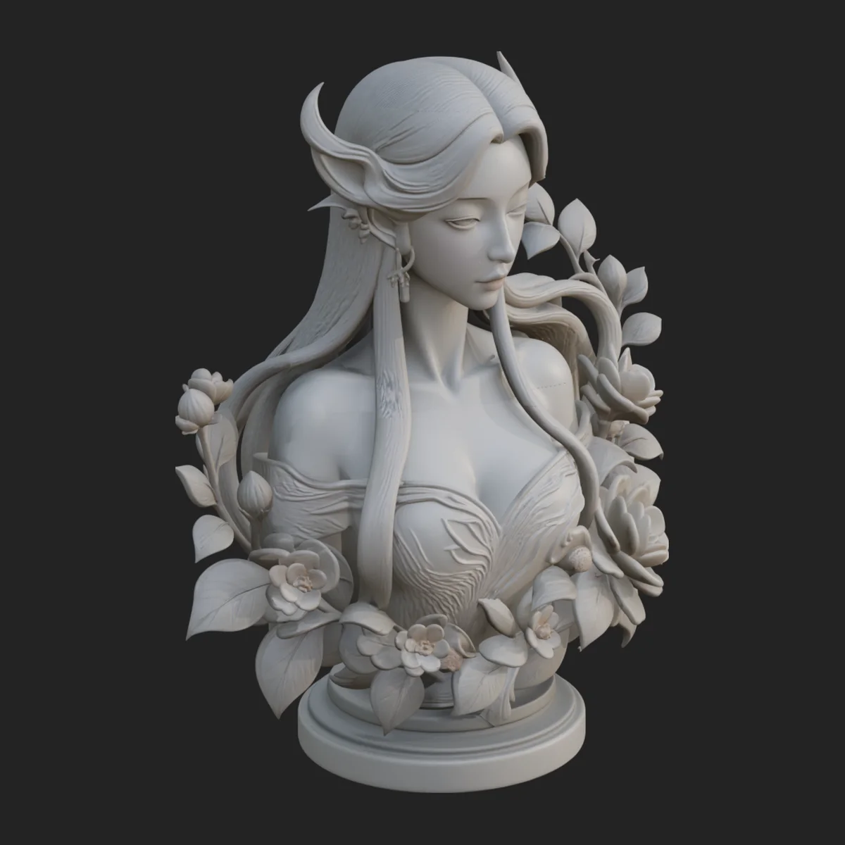 Flower Fairy Bust Statue Design 4