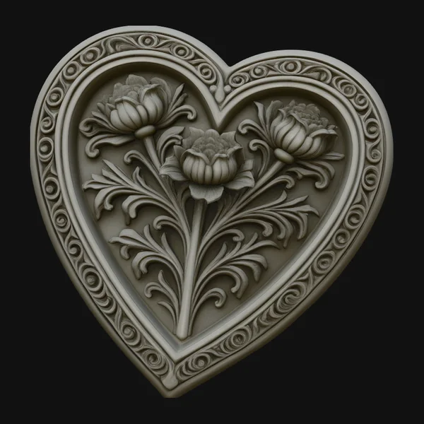 Framed Rose Heart Pendant