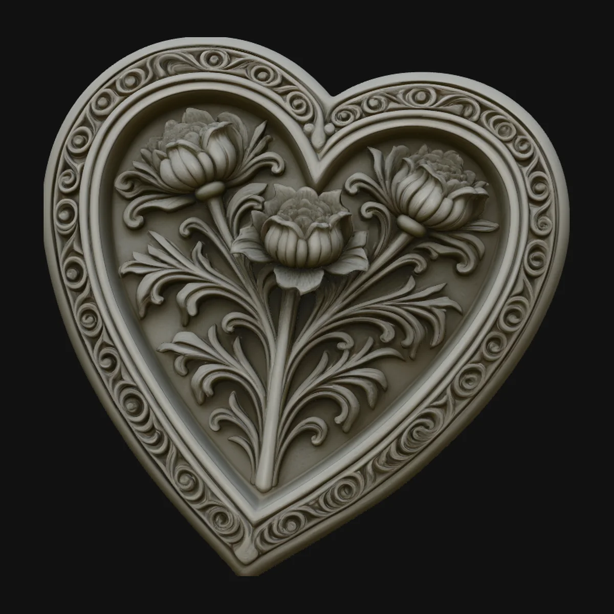 Framed Rose Heart Pendant