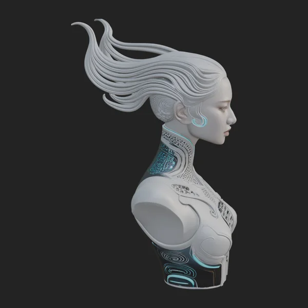 Futuristic Woman Bust Statue Design 1