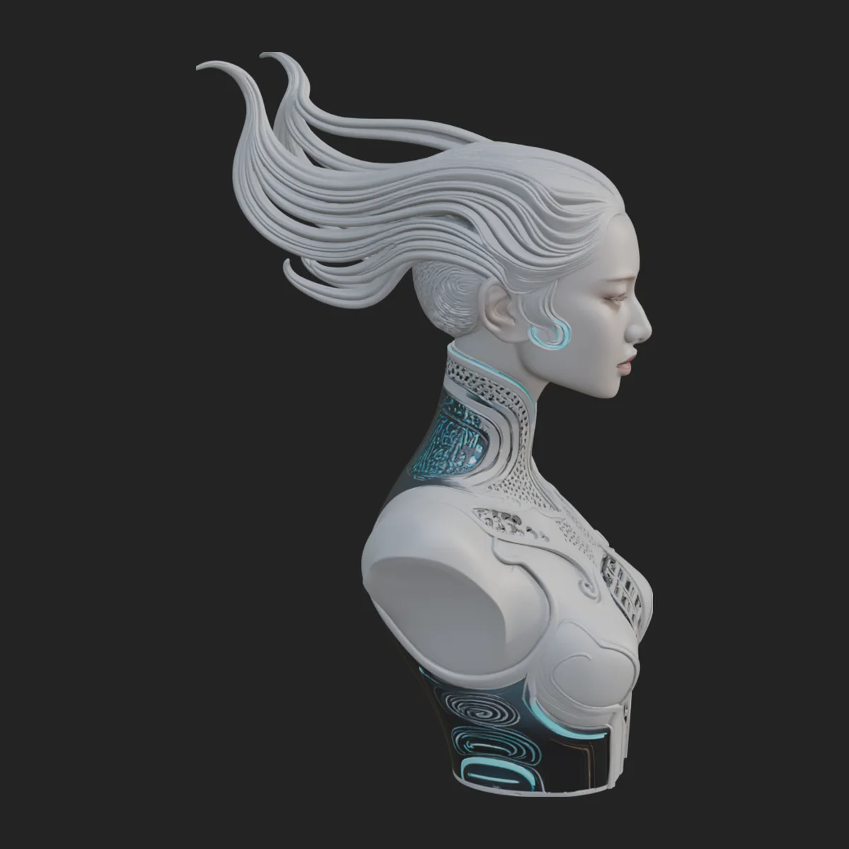Futuristic Woman Bust Statue Design 1