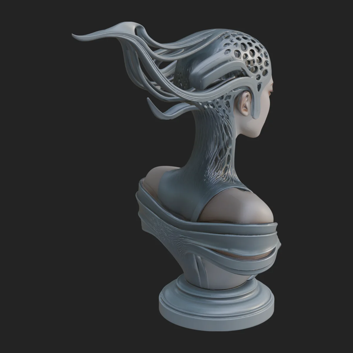 Futuristic Woman Bust Statue Design 14