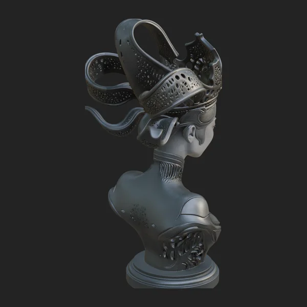 Futuristic Woman Bust Statue Design 15
