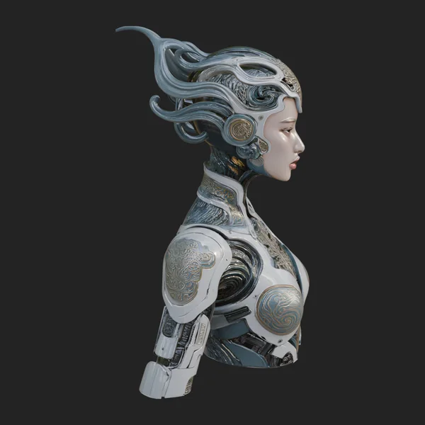 Futuristic Woman Bust Statue Design 17