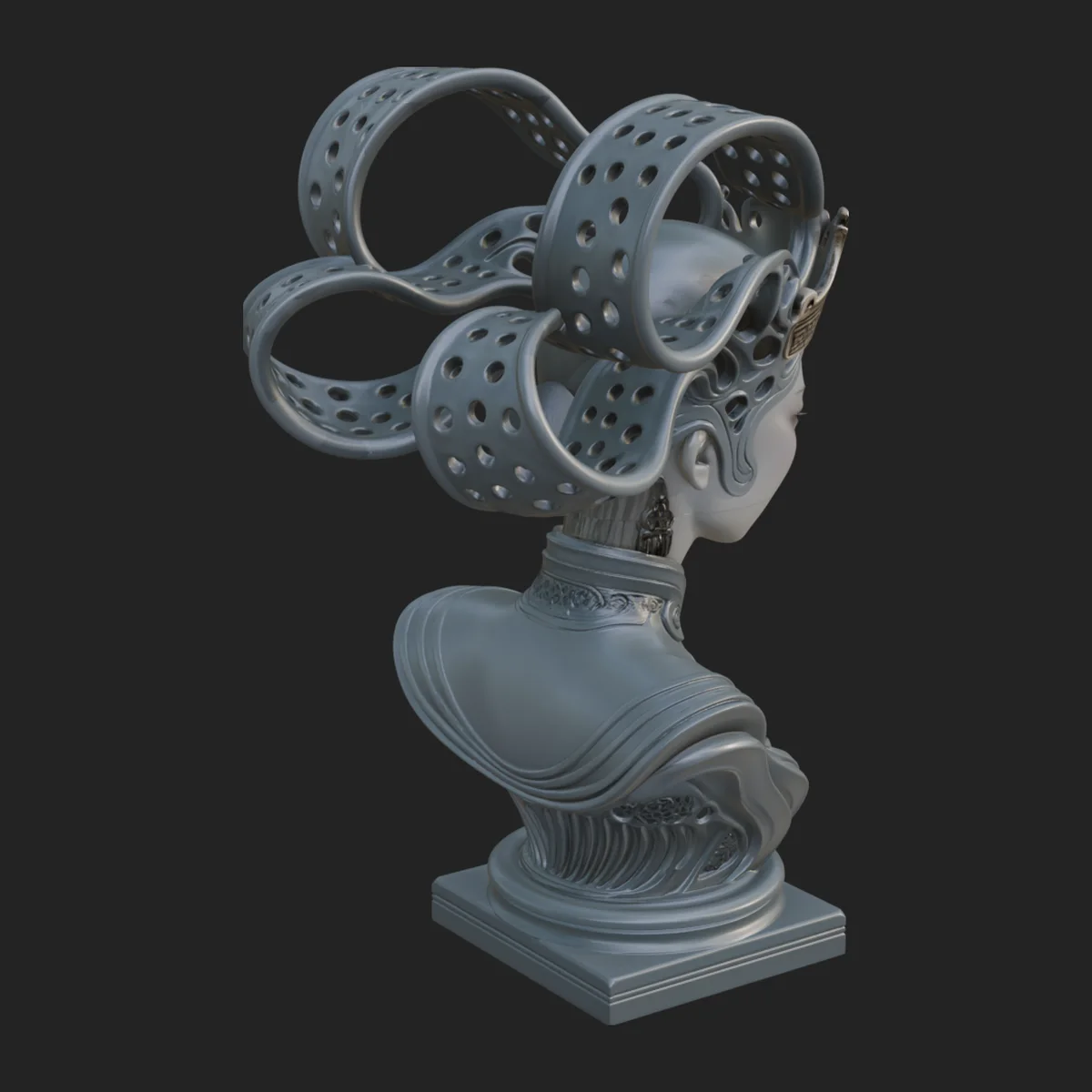 Futuristic Woman Bust Statue Design 18